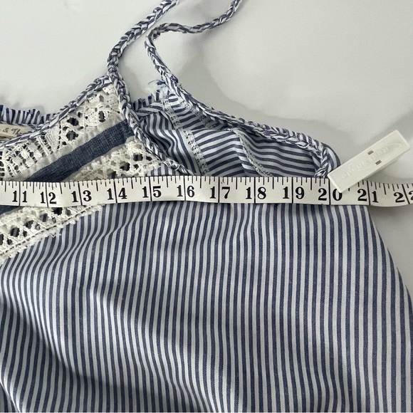 Hem & Thread Summer Stripe A-Line Raw Seams Lace Detail Sz L - Picture 6 of 8